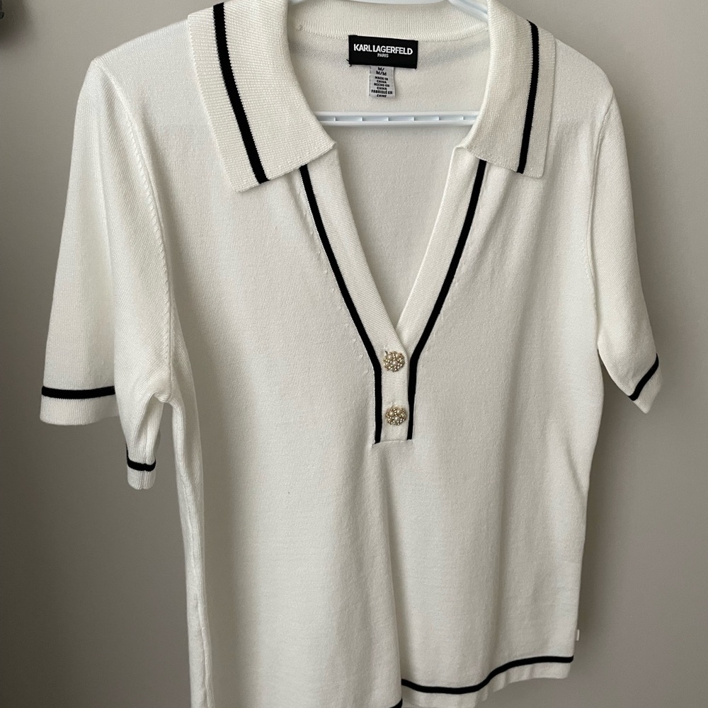 Karl Lagerfeld White Knitwear with Black Label